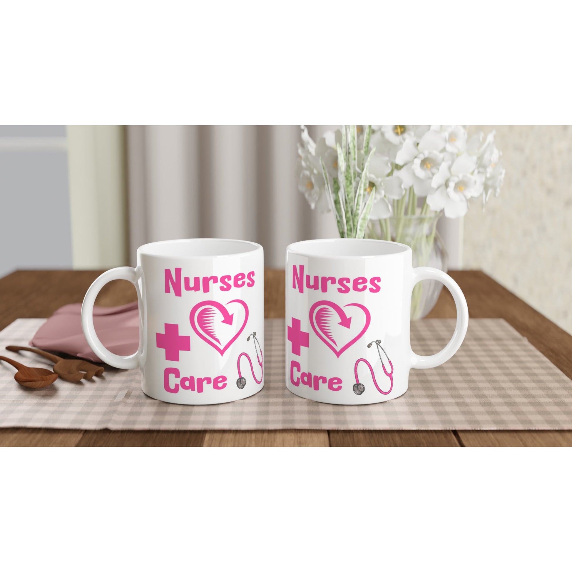Nurses Care White 11oz Ceramic Mug on Java Good Coffee