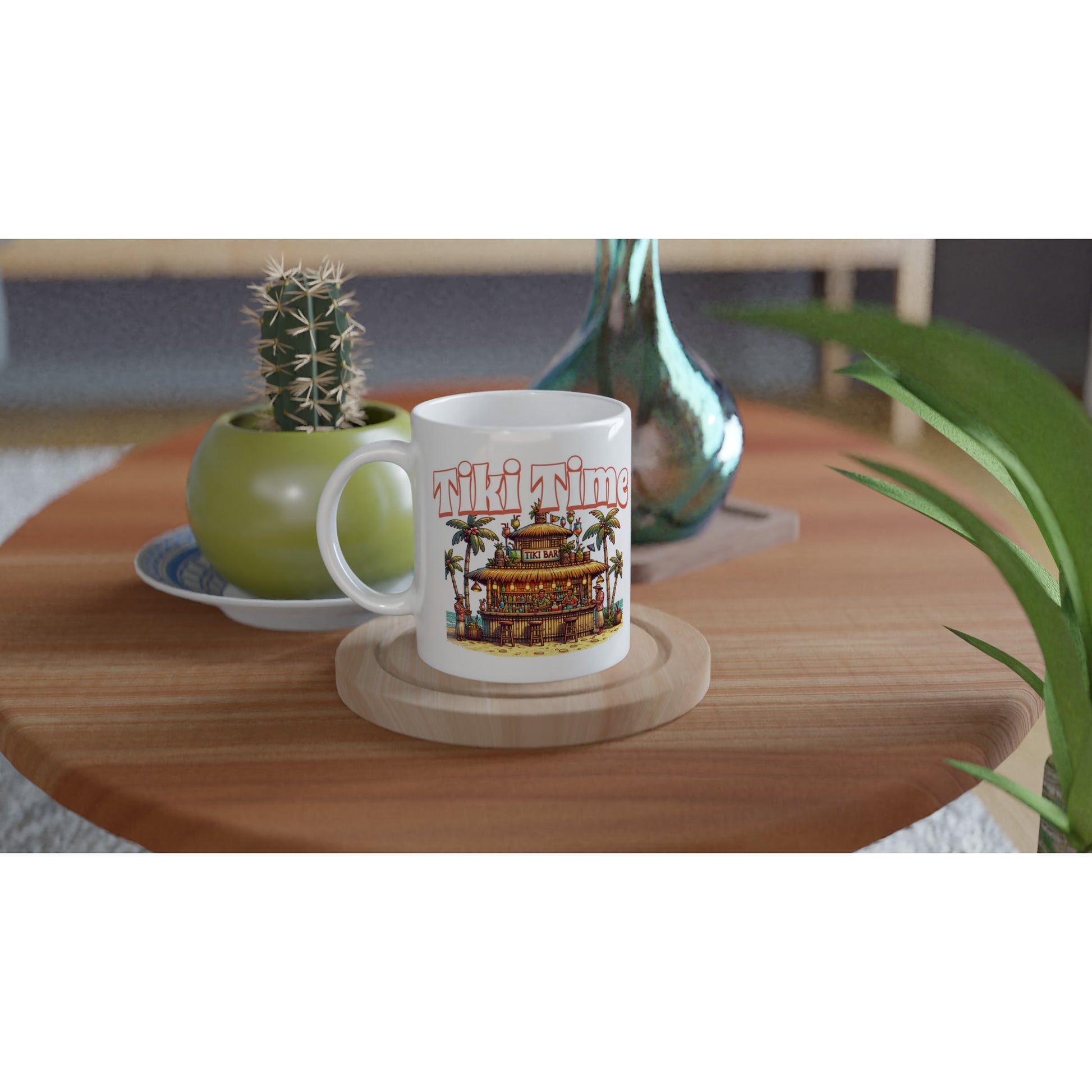 Tiki Time Bar White 11oz Ceramic Mug - Java Good Coffee