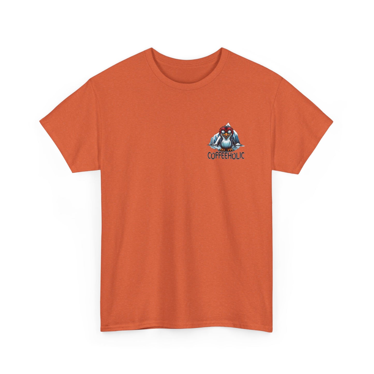 Coffeeholic Unisex Heavy Cotton Tee - Cute Penguin Design