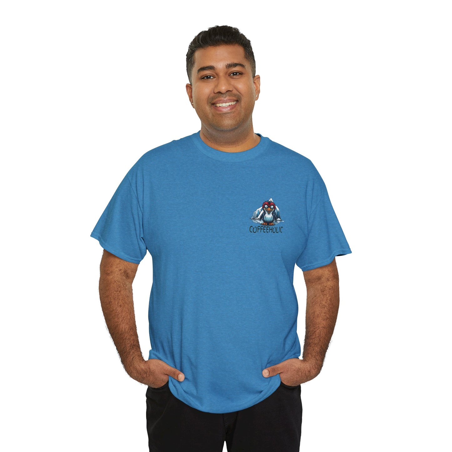 Coffeeholic Unisex Heavy Cotton Tee - Cute Penguin Design