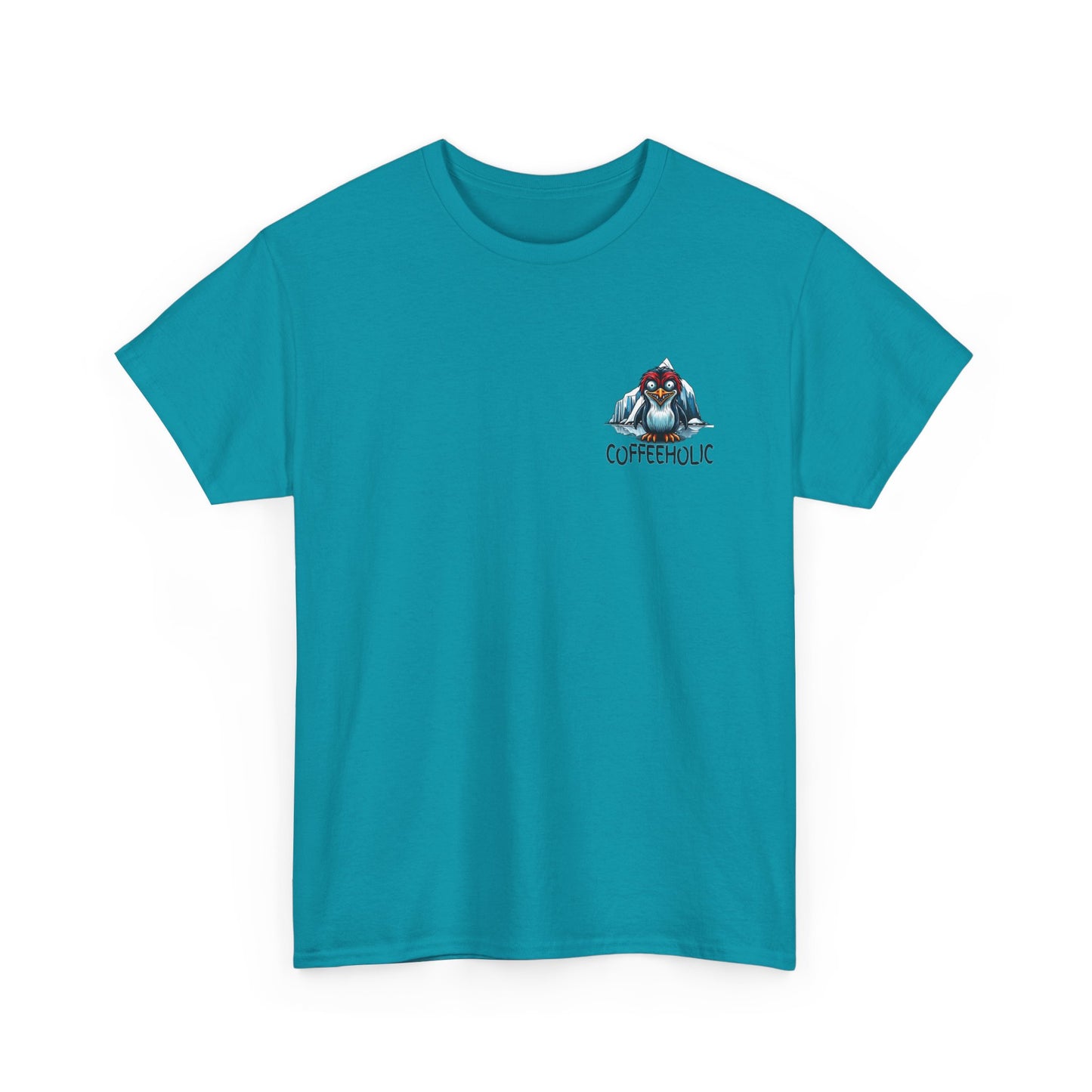 Coffeeholic Unisex Heavy Cotton Tee - Cute Penguin Design