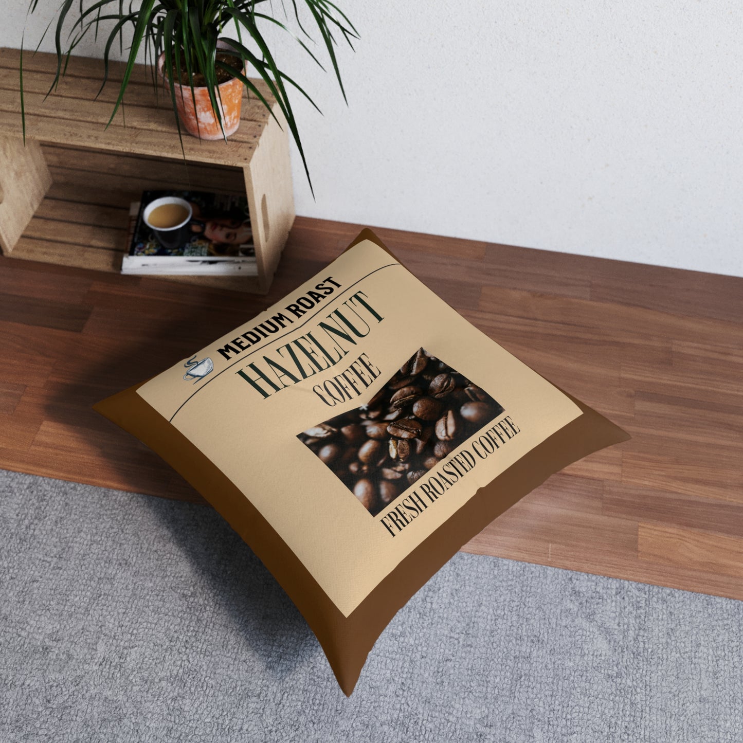 Hazelnut Coffee Tufted Floor Pillow, Square -at Java Good Coffee