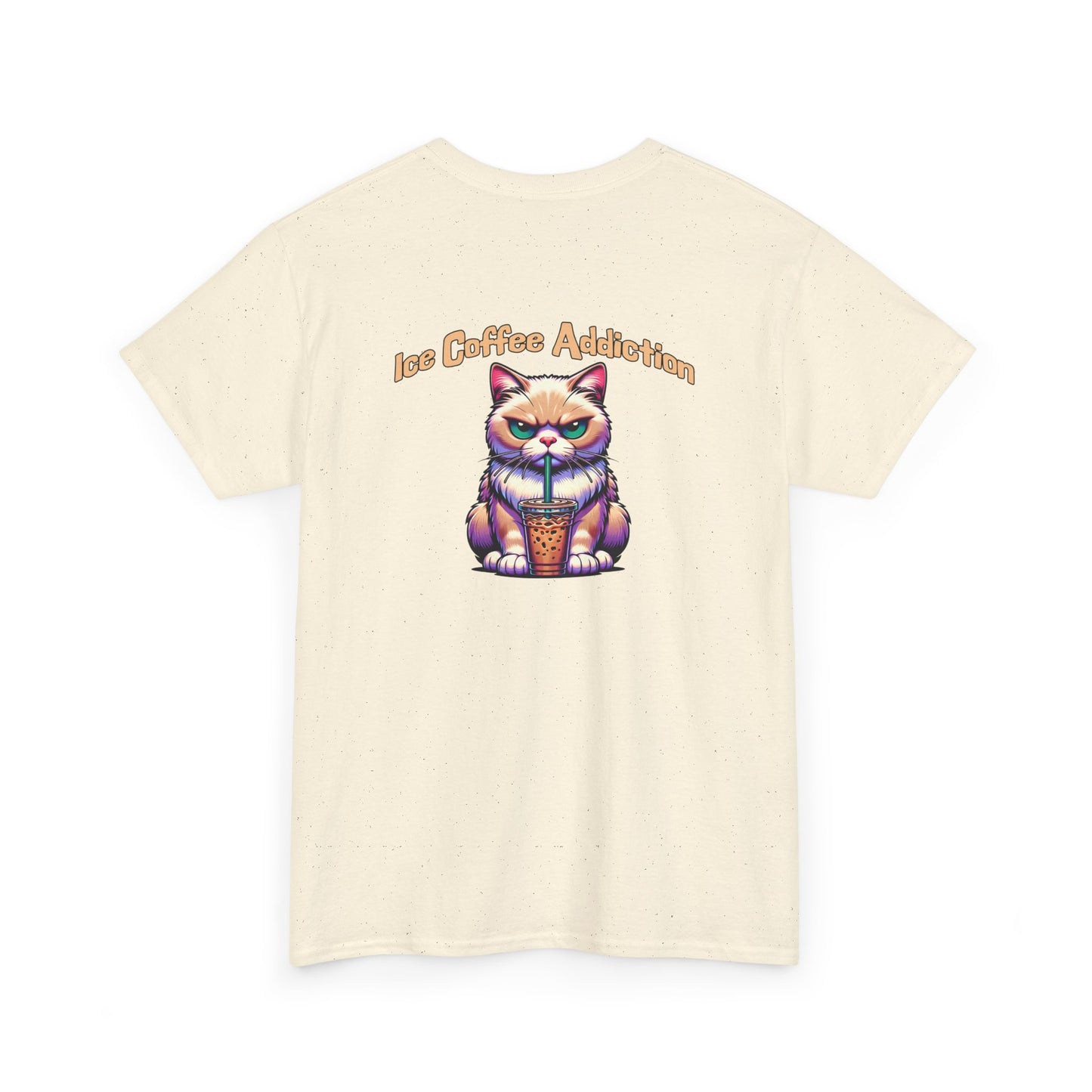 Ice Coffee Addiction Unisex Heavy Cotton Tee - Fun Cat Design