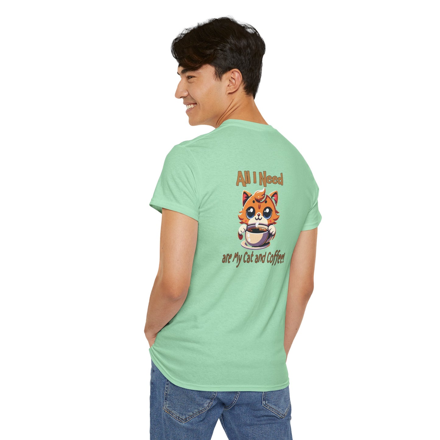 All I Need Are My Cat & Coffee Unisex Heavy Cotton Tee