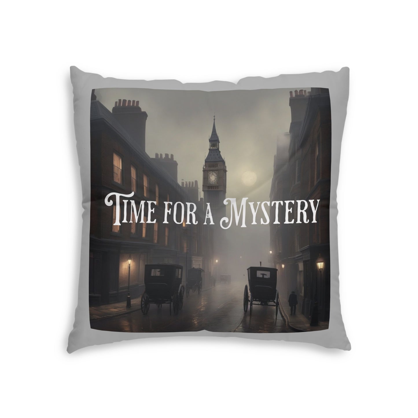 Time for a Mystery Gray Tufted Floor Pillow, Square