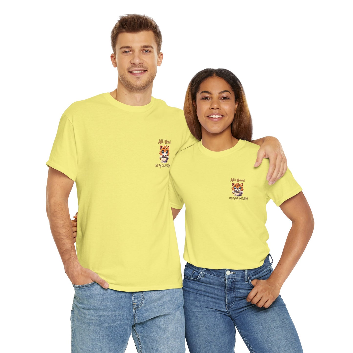 All I Need Are My Cat & Coffee Unisex Heavy Cotton Tee