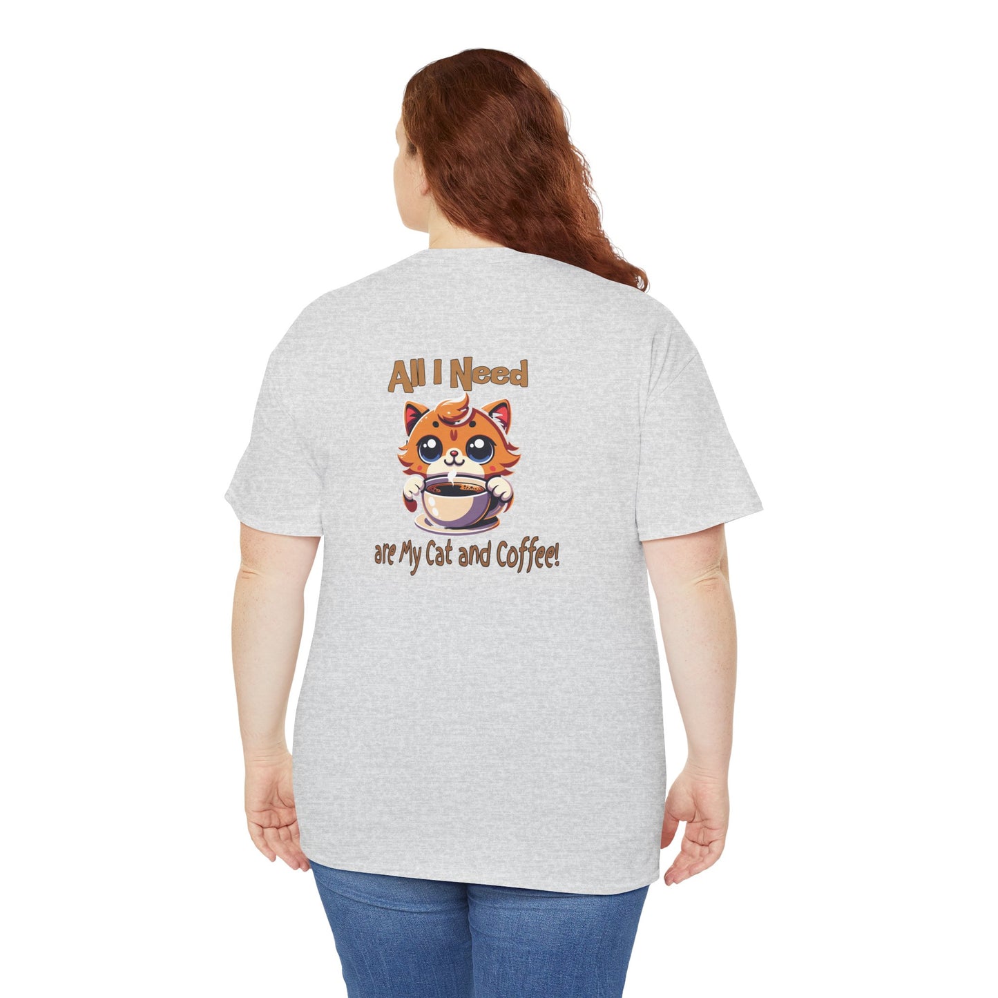 All I Need Are My Cat & Coffee Unisex Heavy Cotton Tee