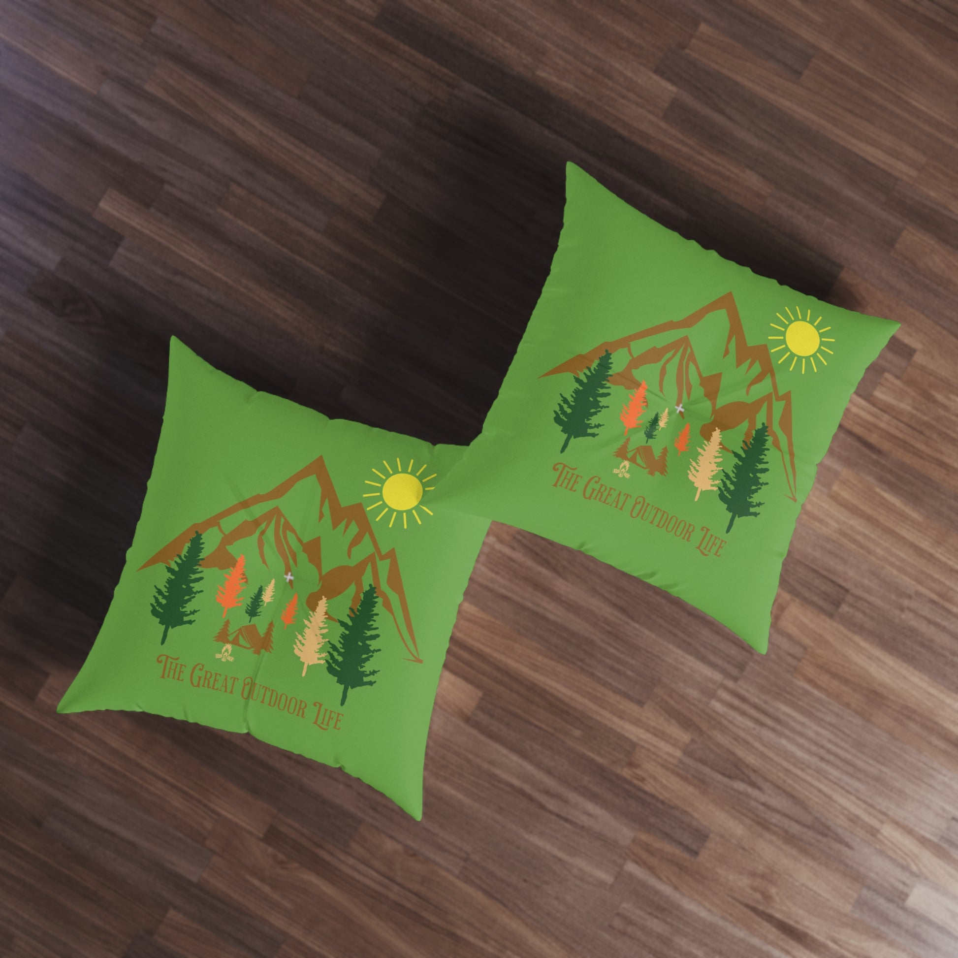 The Great Outdoor Life Tufted Floor Pillow, Square on Java Good Coffee