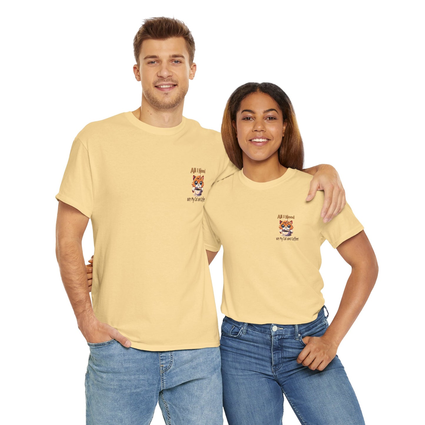 All I Need Are My Cat & Coffee Unisex Heavy Cotton Tee