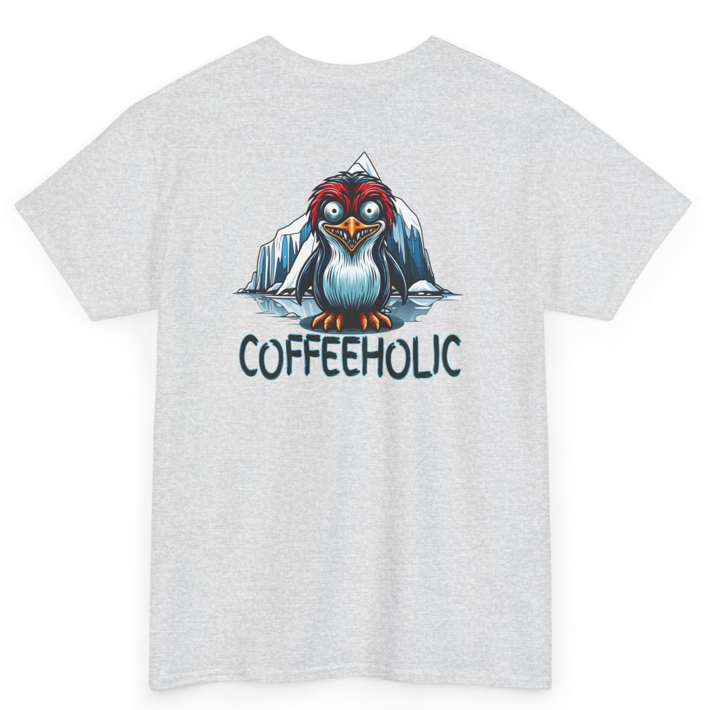 Coffeeholic Unisex Heavy Cotton Tee - Cute Penguin Design by Java Good Coffee
