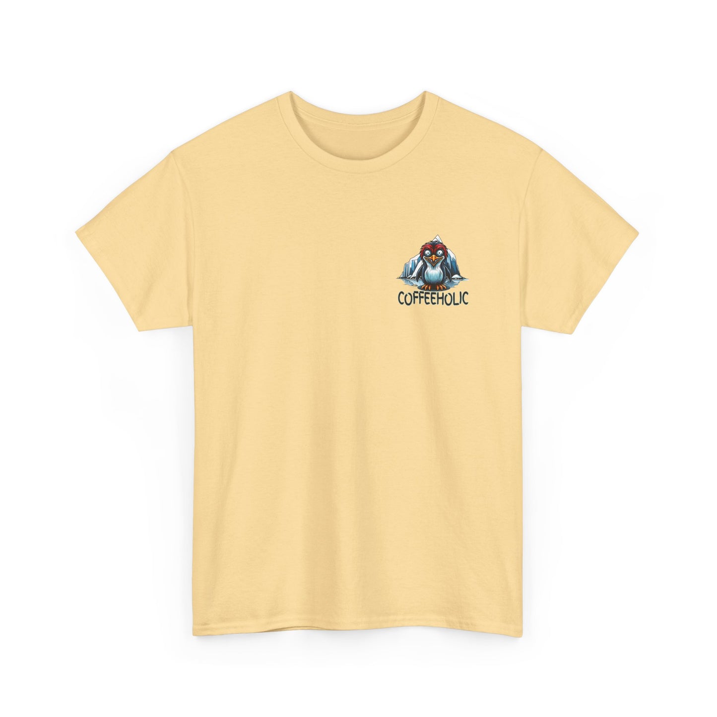 Coffeeholic Unisex Heavy Cotton Tee - Cute Penguin Design