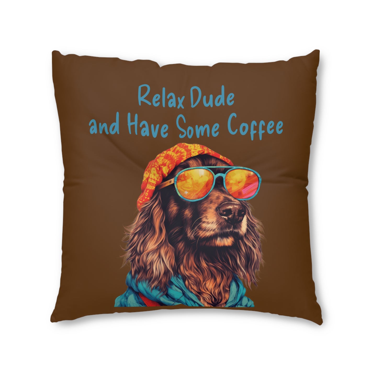 Relax Dude Dark Brown Tufted Floor Pillow, Square