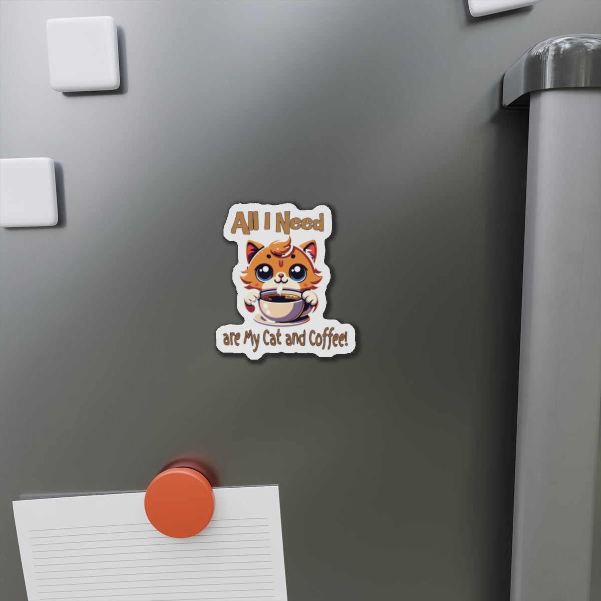 Cute Cat and Coffee Die-Cut Magnet - Perfect for Cat Lovers