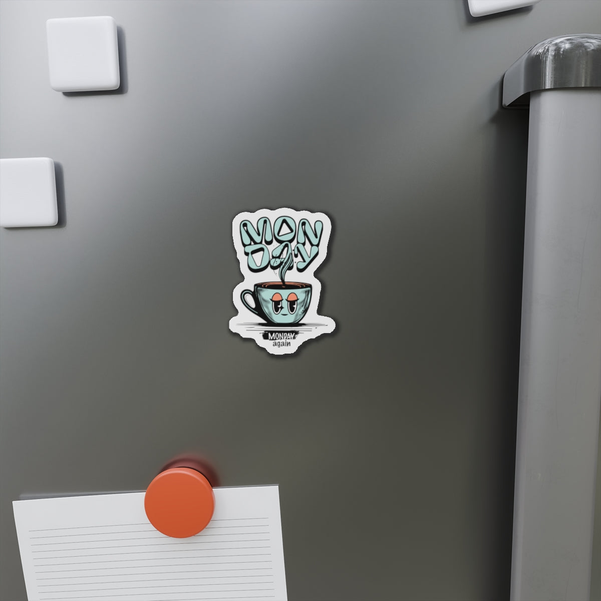 Whimsical Monday Coffee Die-Cut Magnet - Cheers to the New Week!