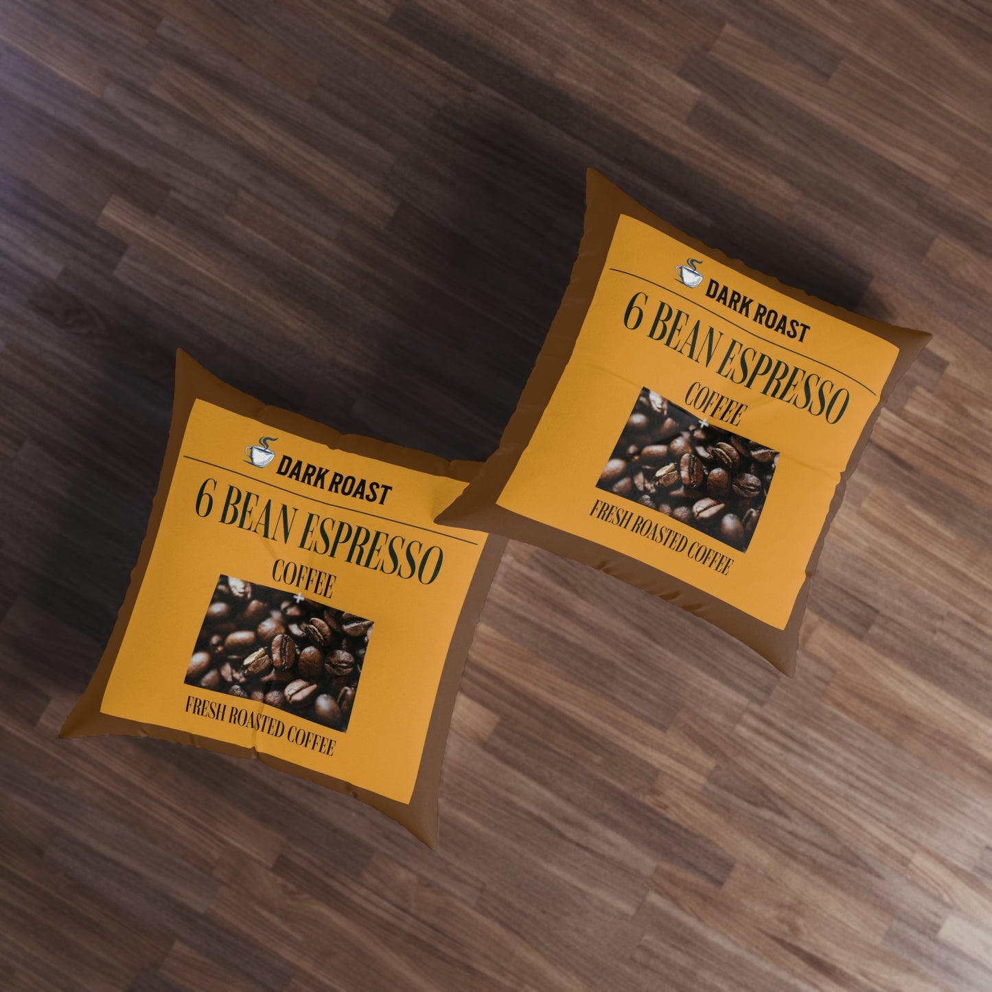 6 Bean Espresso Brown Tufted Floor Pillow, Square