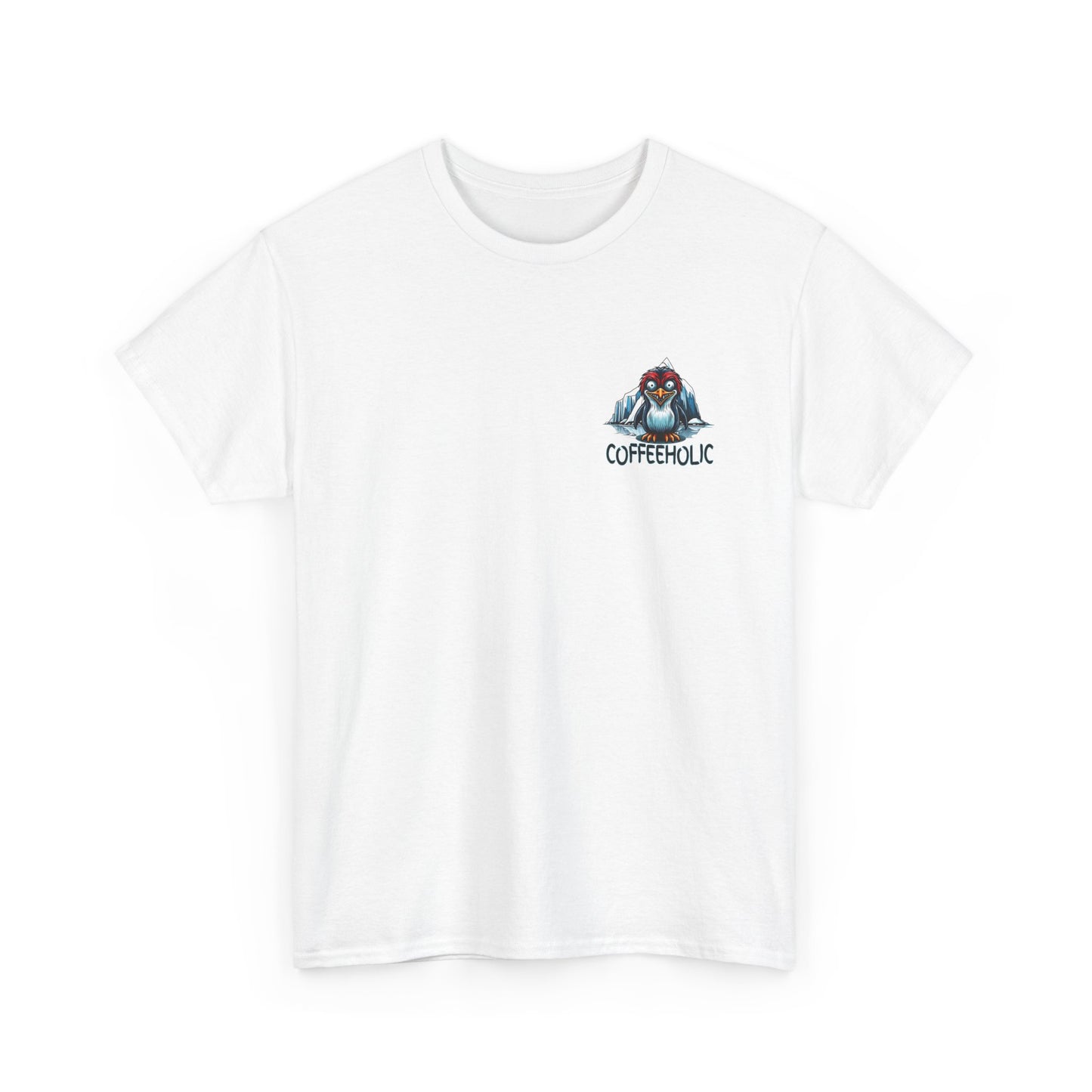 Coffeeholic Unisex Heavy Cotton Tee - Cute Penguin Design