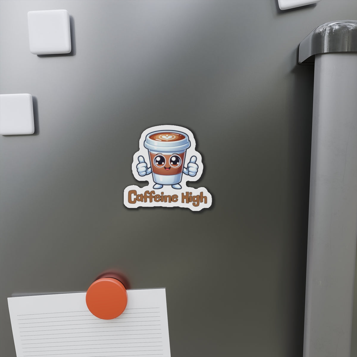 Cute Caffeine High Die-Cut Magnet - Coffee Lover's Decor