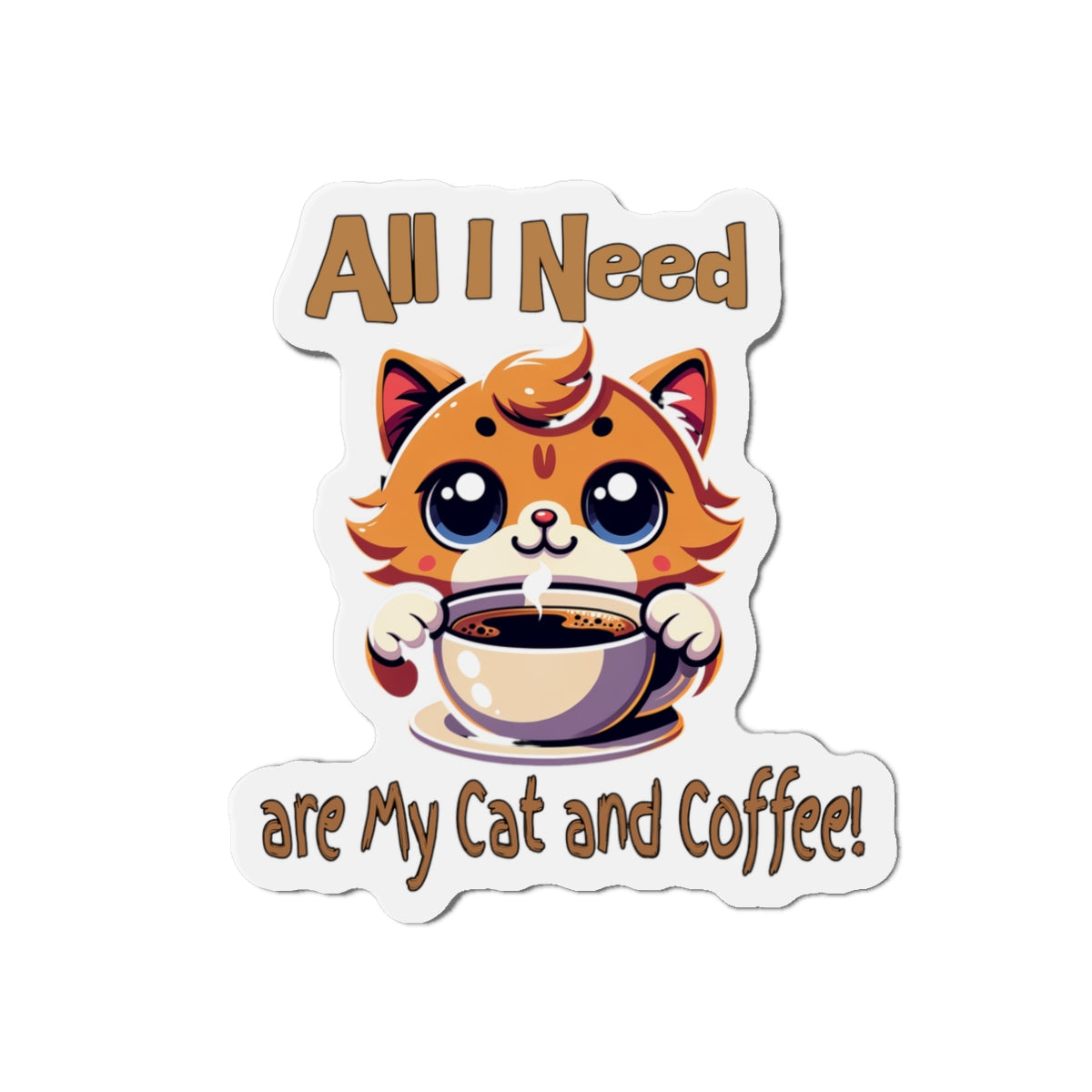 Cute Cat and Coffee Die-Cut Magnet - Perfect for Cat Lovers by Java Good Coffee