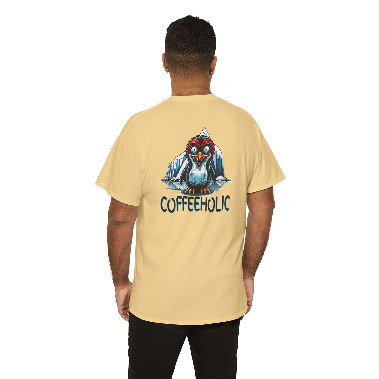 Coffeeholic Unisex Heavy Cotton Tee - Cute Penguin Design