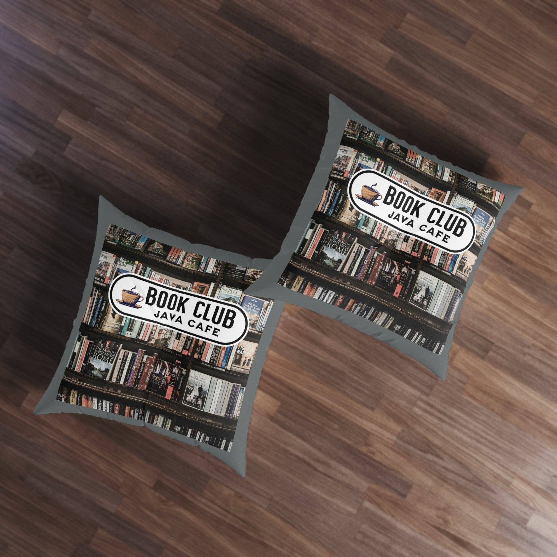 Book Club Tufted Floor Pillow, Square  Java Good Coffee