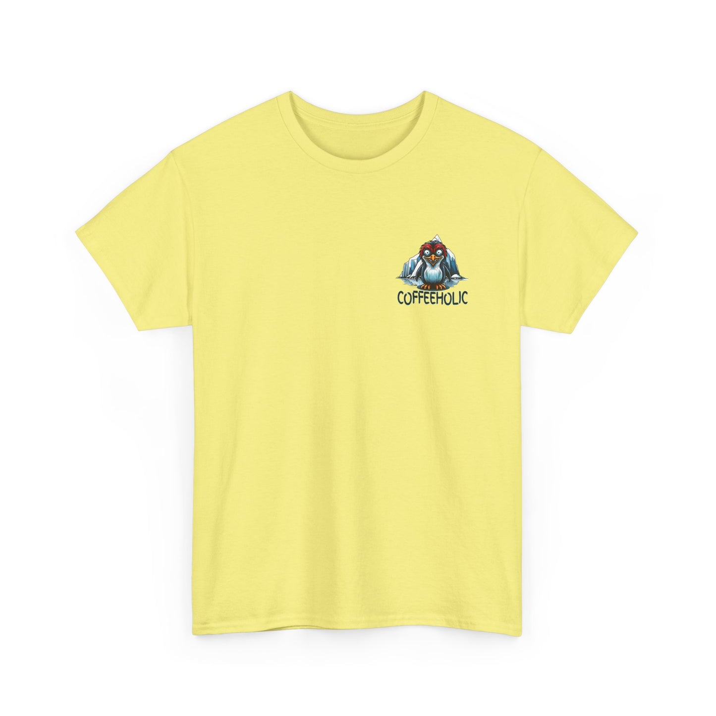 Coffeeholic Unisex Heavy Cotton Tee - Cute Penguin Design
