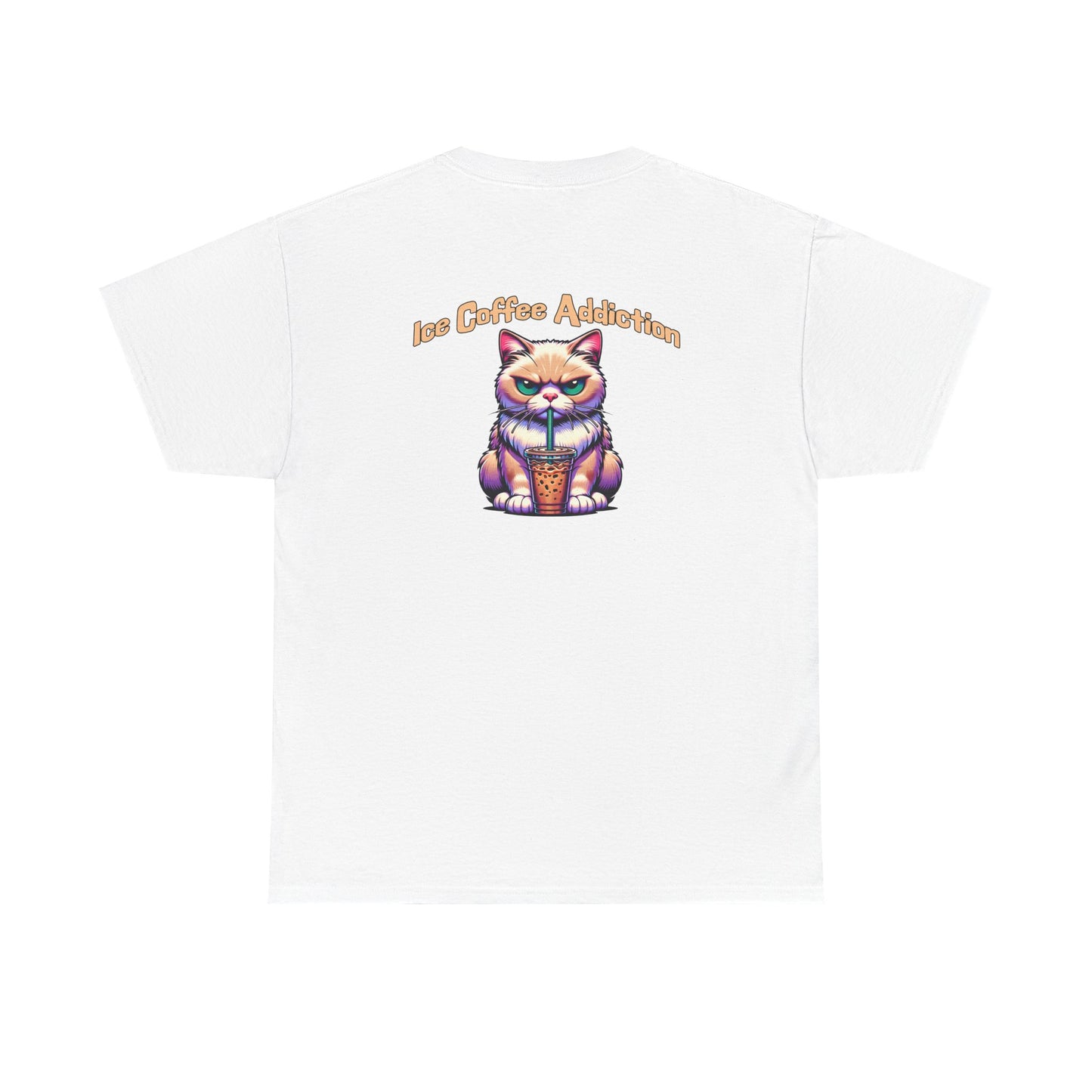 Ice Coffee Addiction Unisex Heavy Cotton Tee - Fun Cat Design at Java Good Coffee