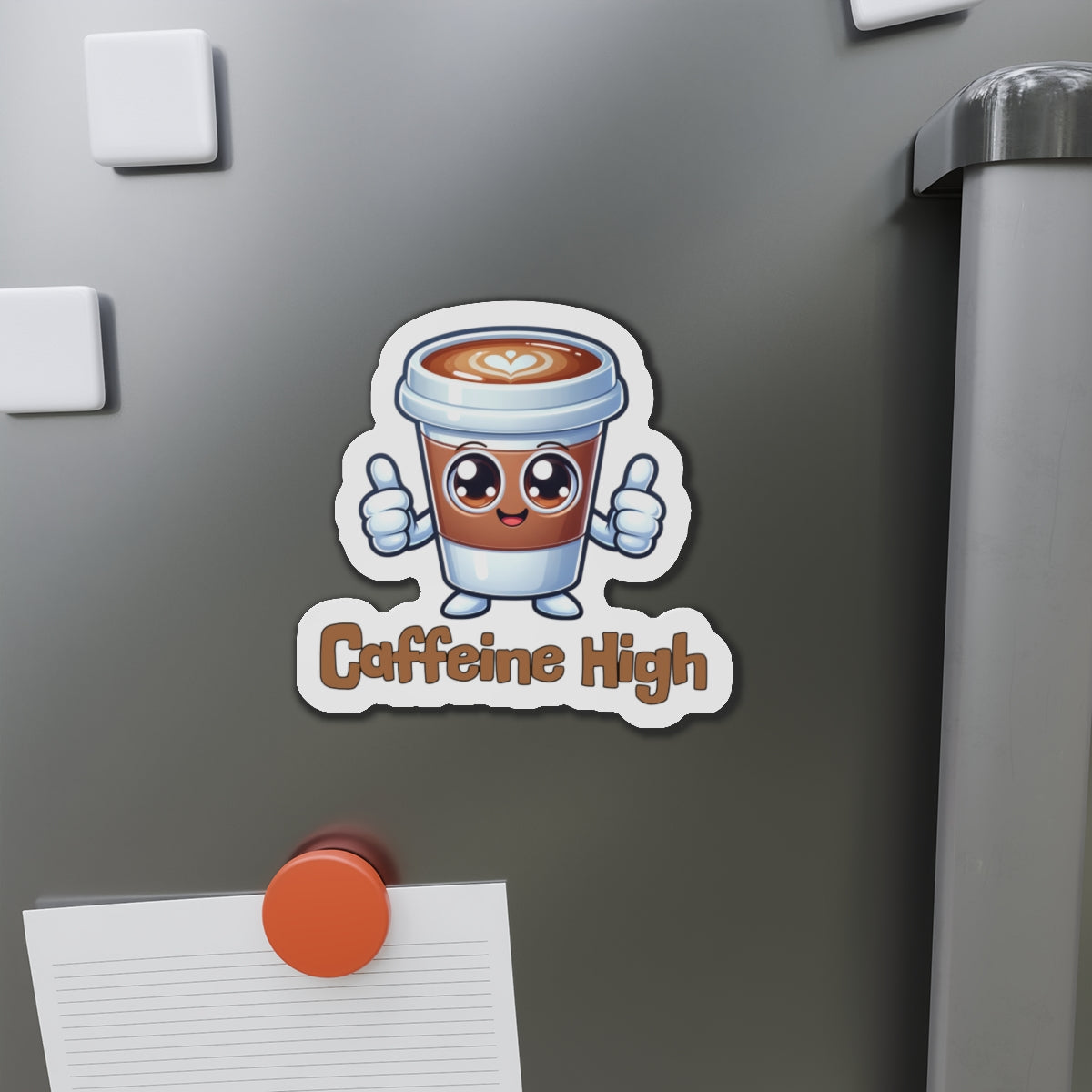 Cute Caffeine High Die-Cut Magnet - Coffee Lover's Decor