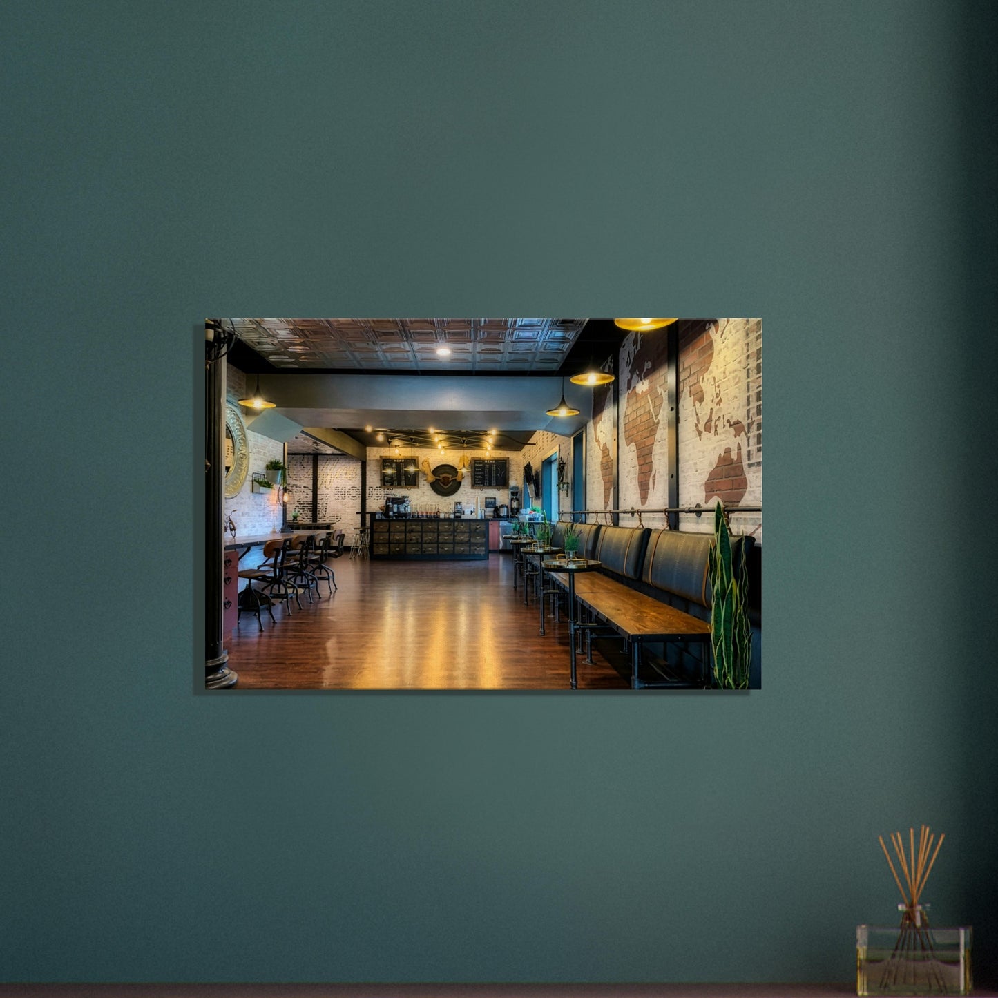 Globe Coffee Cafe Canvas Wall Print Java Good Coffee
