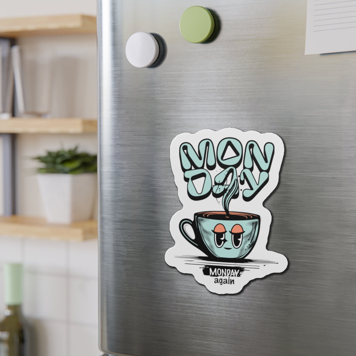 Whimsical Monday Coffee Die-Cut Magnet - Cheers to the New Week! by Java Good Coffee