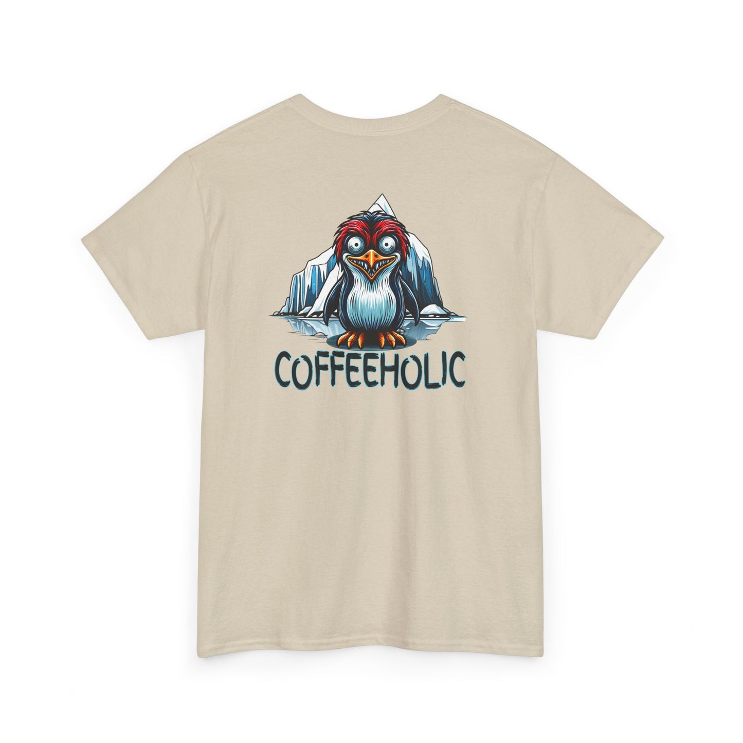 Coffeeholic Unisex Heavy Cotton Tee - Cute Penguin Design