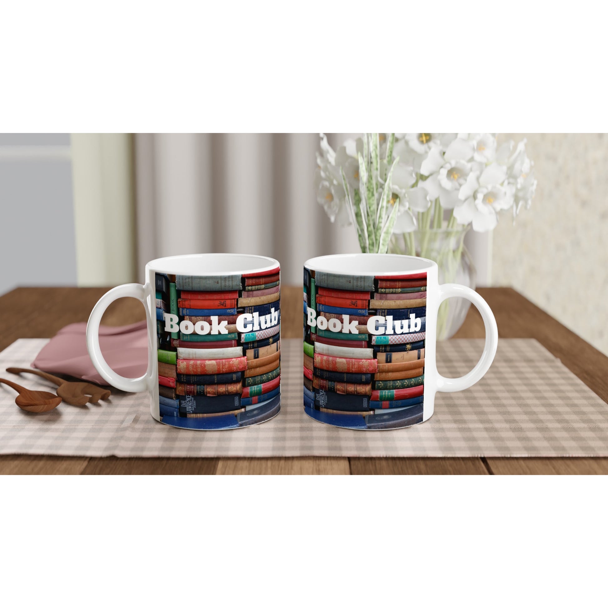 Book Club White 11oz Ceramic Mug Java Good Coffee