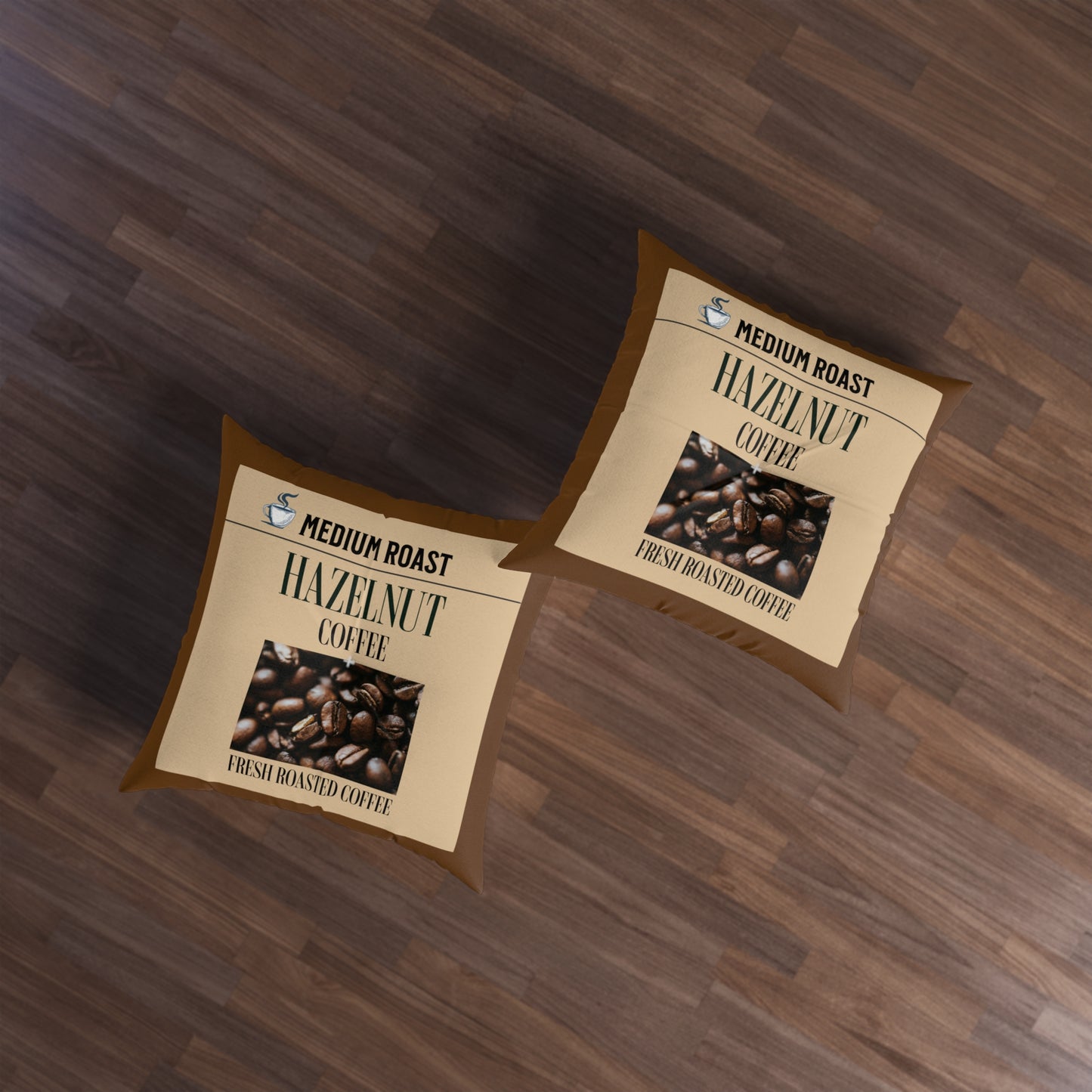 Hazelnut Coffee Tufted Floor Pillow, Square Java Good Coffee