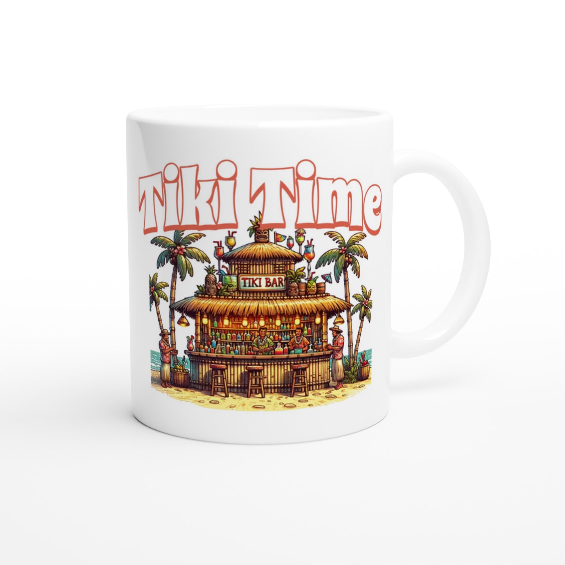 Tiki Time Bar White 11oz Ceramic Mug by Java Good Coffee