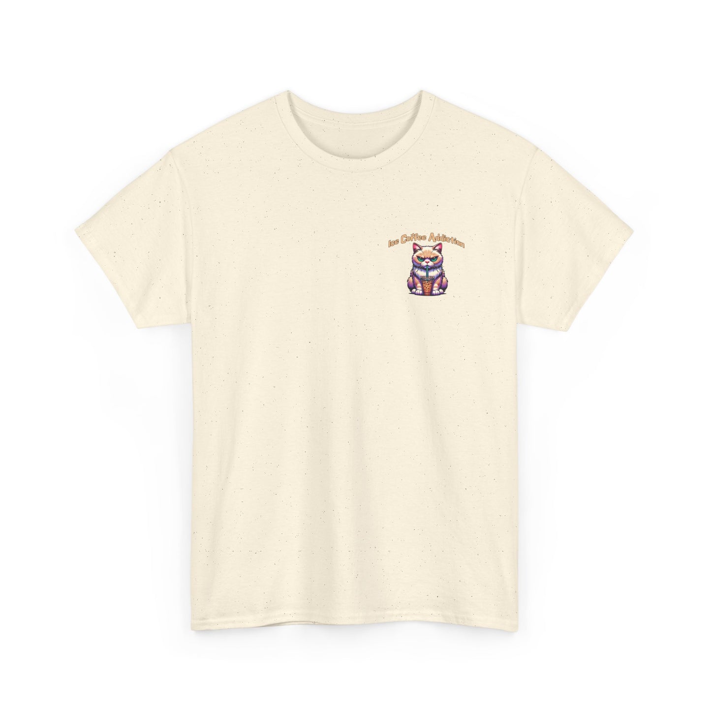 Ice Coffee Addiction Unisex Heavy Cotton Tee - Fun Cat Design