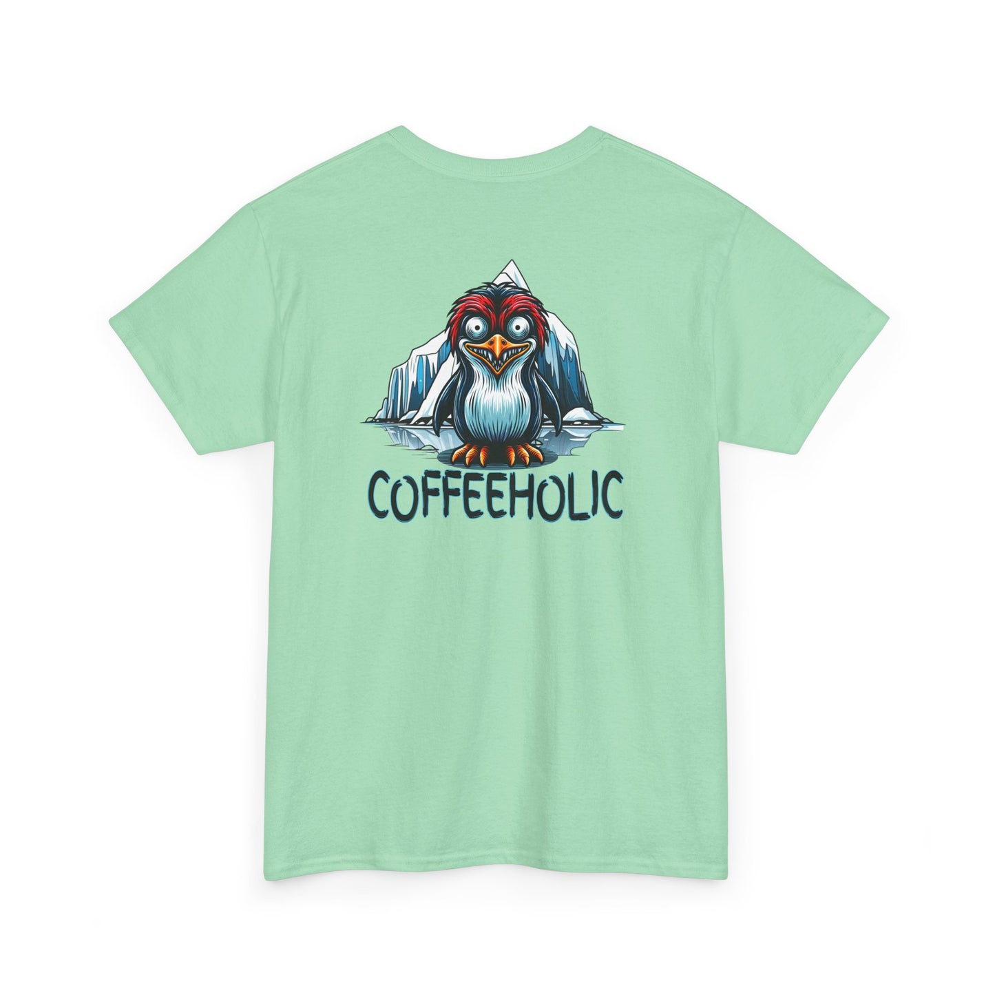 Coffeeholic Unisex Heavy Cotton Tee - Cute Penguin Design