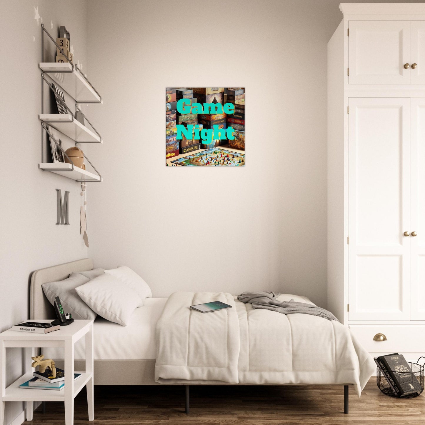 Game Night Square Canvas Wall Print on Java Good Coffee