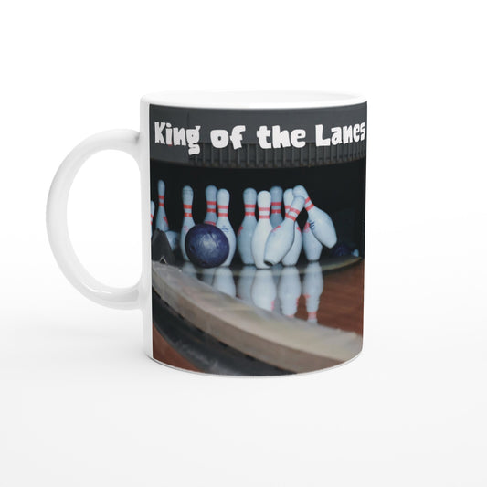 King of the Lanes White 11oz Ceramic Mug by Java Good Coffee