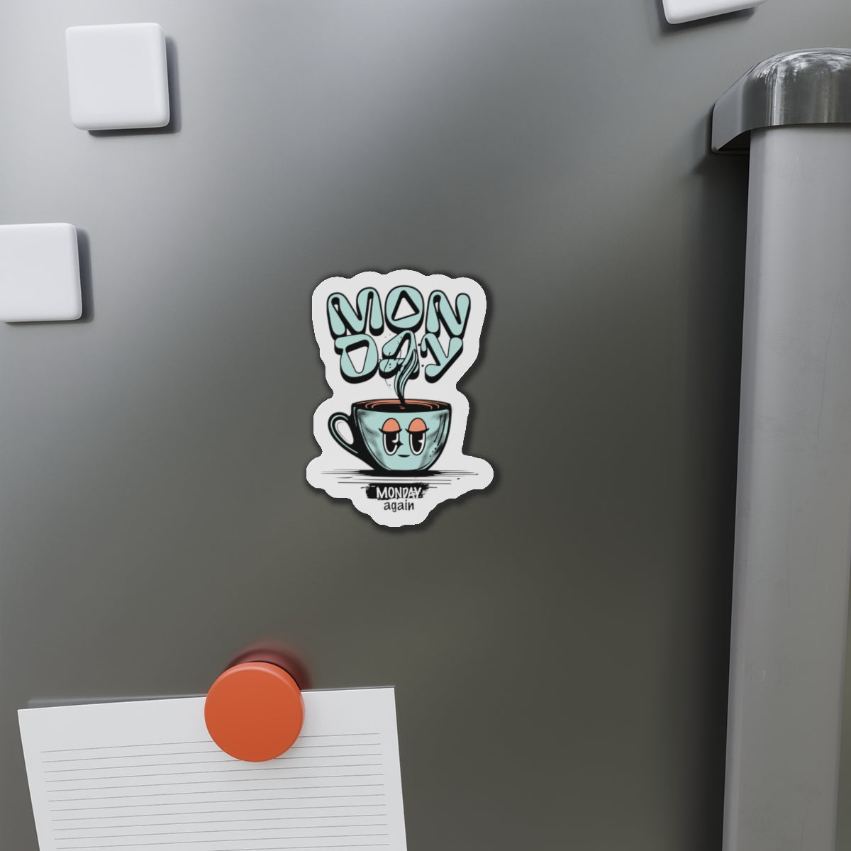 Whimsical Monday Coffee Die-Cut Magnet - Cheers to the New Week!