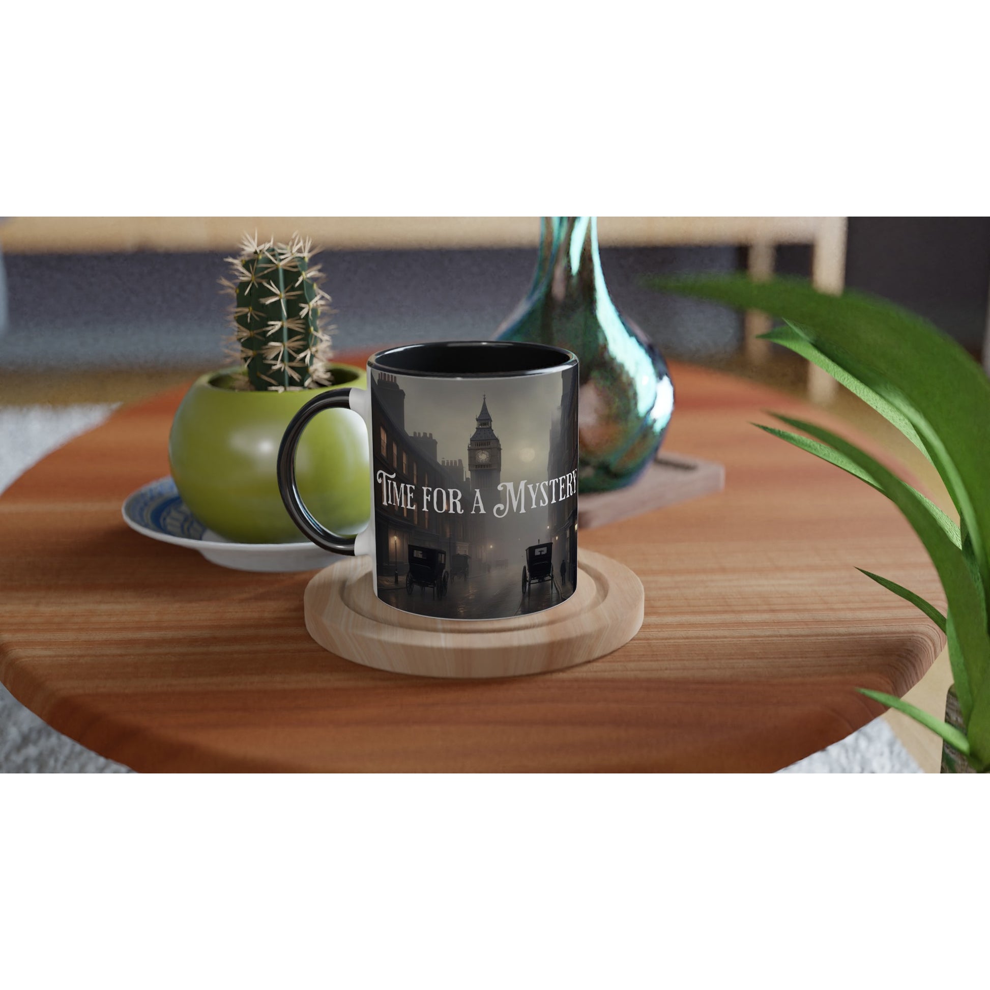 Time For a Mystery White 11oz Ceramic Mug with Color Inside on Java Good Coffee