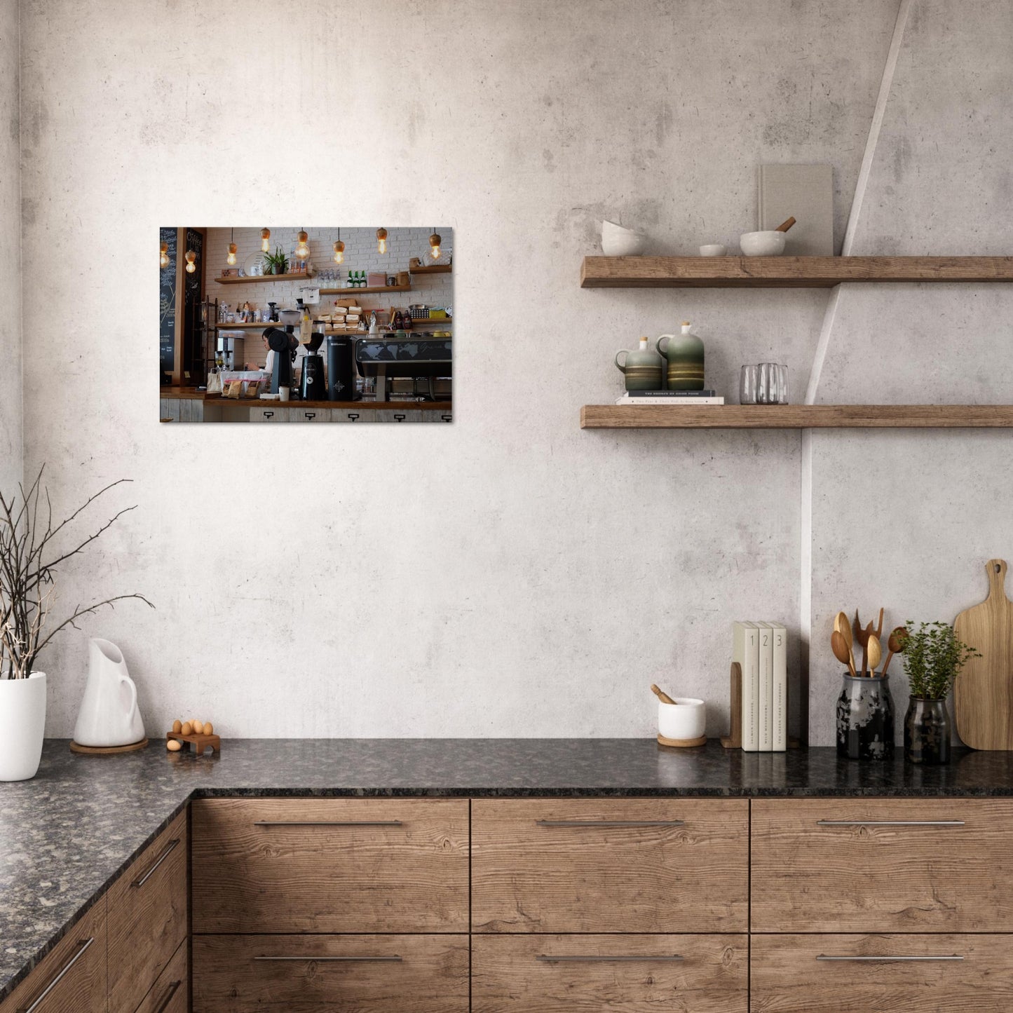 Java Cafe Counter Canvas Print on Java Good Coffee