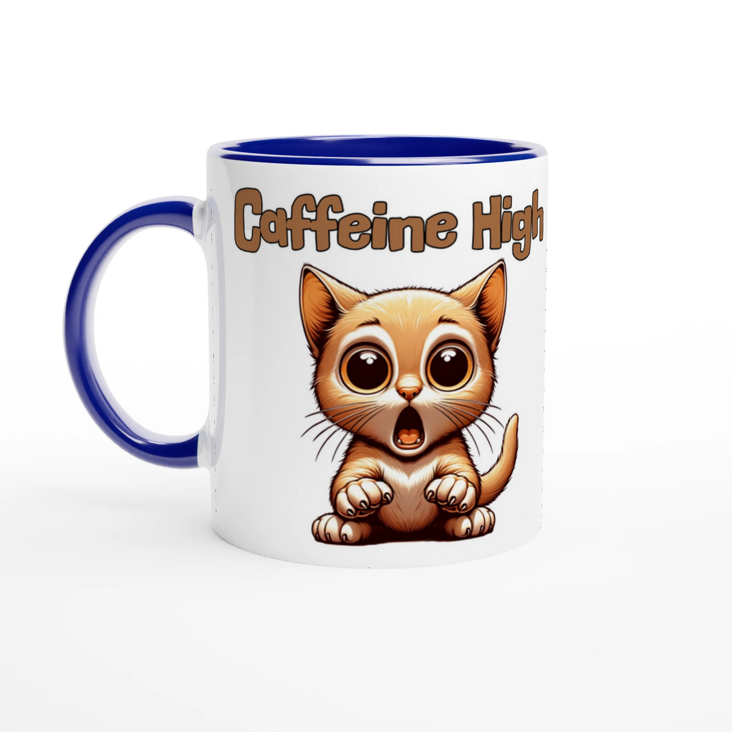 Caffeine High White 11oz Ceramic Mug with Color Inside on Java Good Coffee