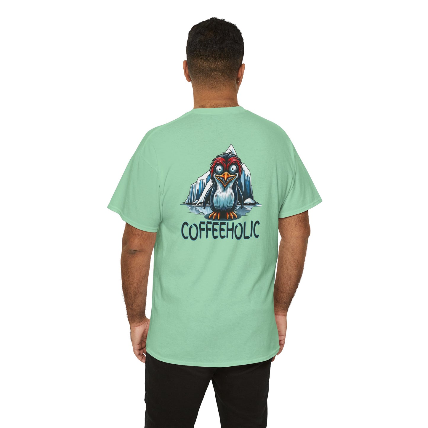 Coffeeholic Unisex Heavy Cotton Tee - Cute Penguin Design