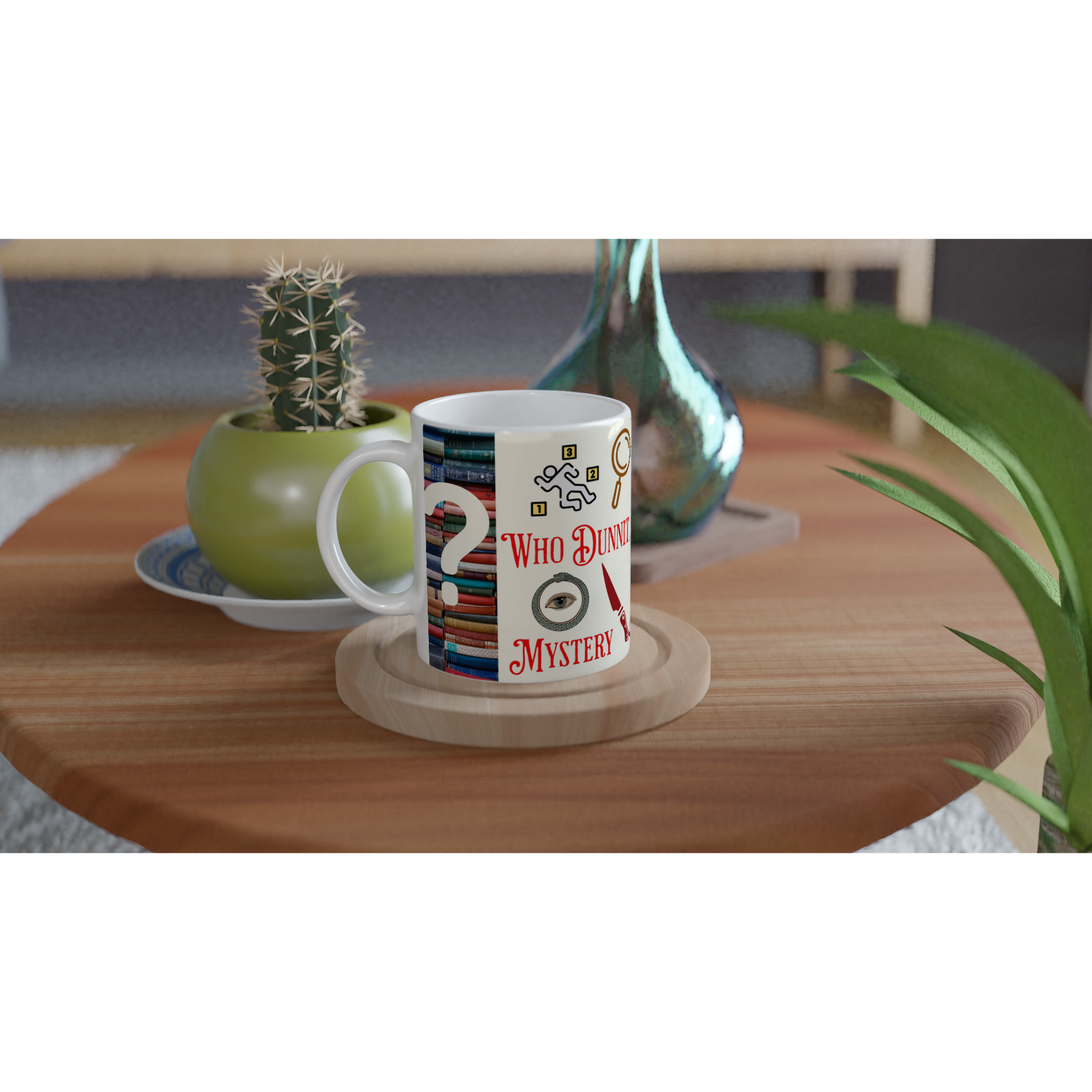 Who Dunnit Mystery White 11oz Ceramic Mug Java good Coffee