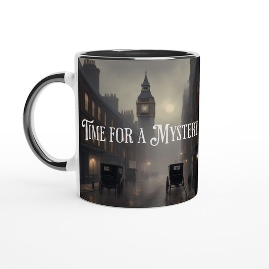 Time For a Mystery White 11oz Ceramic Mug with Color Inside at Java Good Coffee