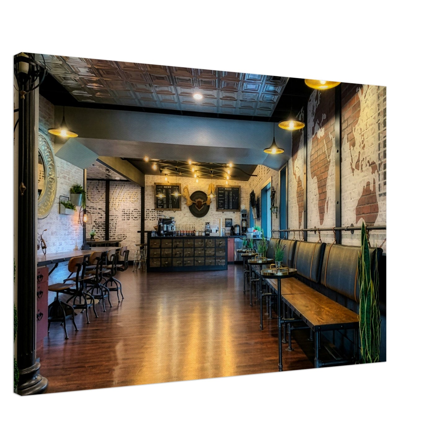 Globe Coffee Cafe Canvas Wall Print
