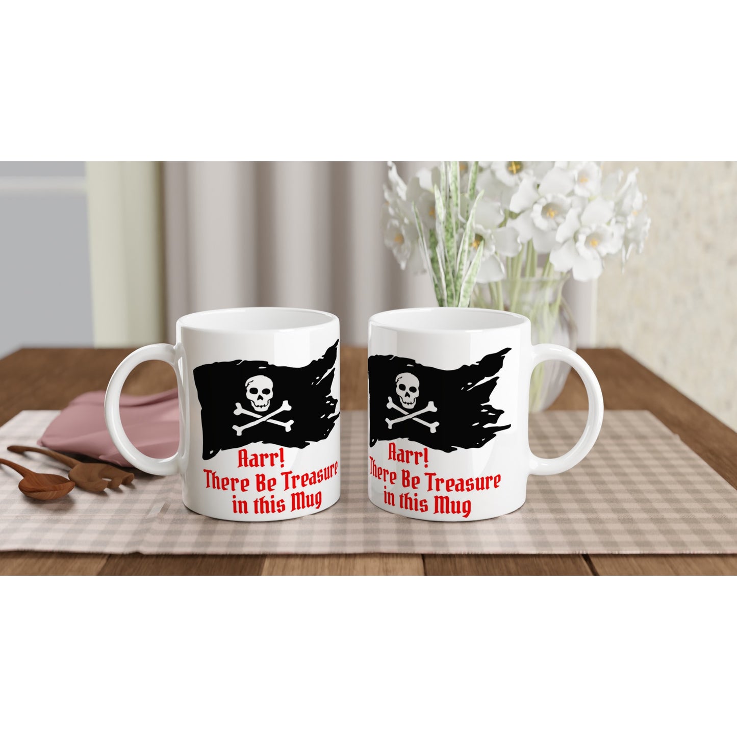 There be Treasure White 11oz Ceramic Mug -Java Good Coffee