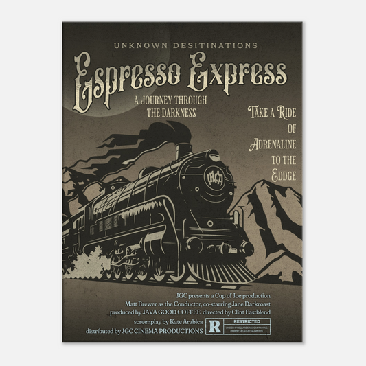 Espresso Express Faux Movie Poster Canvas Wall Print