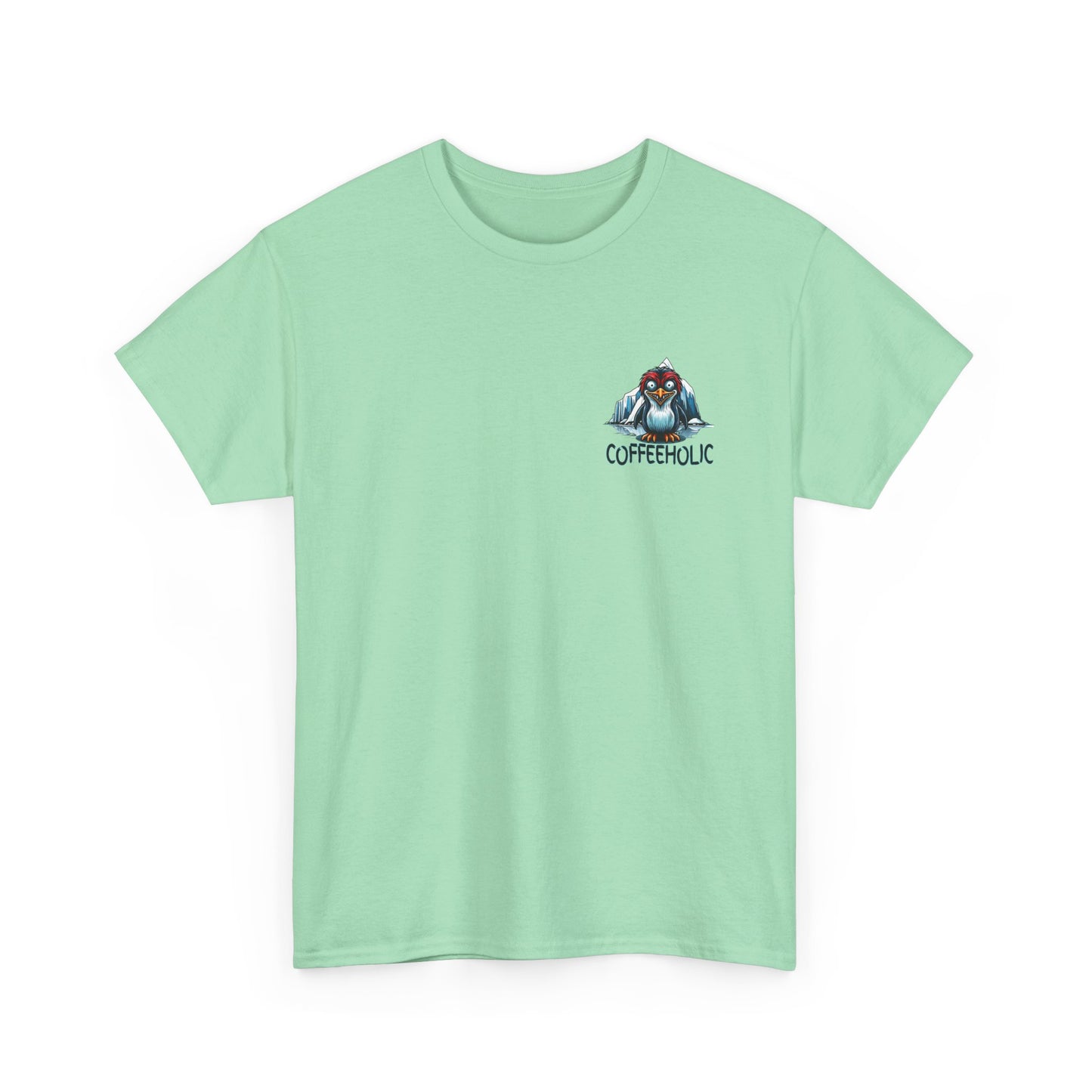 Coffeeholic Unisex Heavy Cotton Tee - Cute Penguin Design