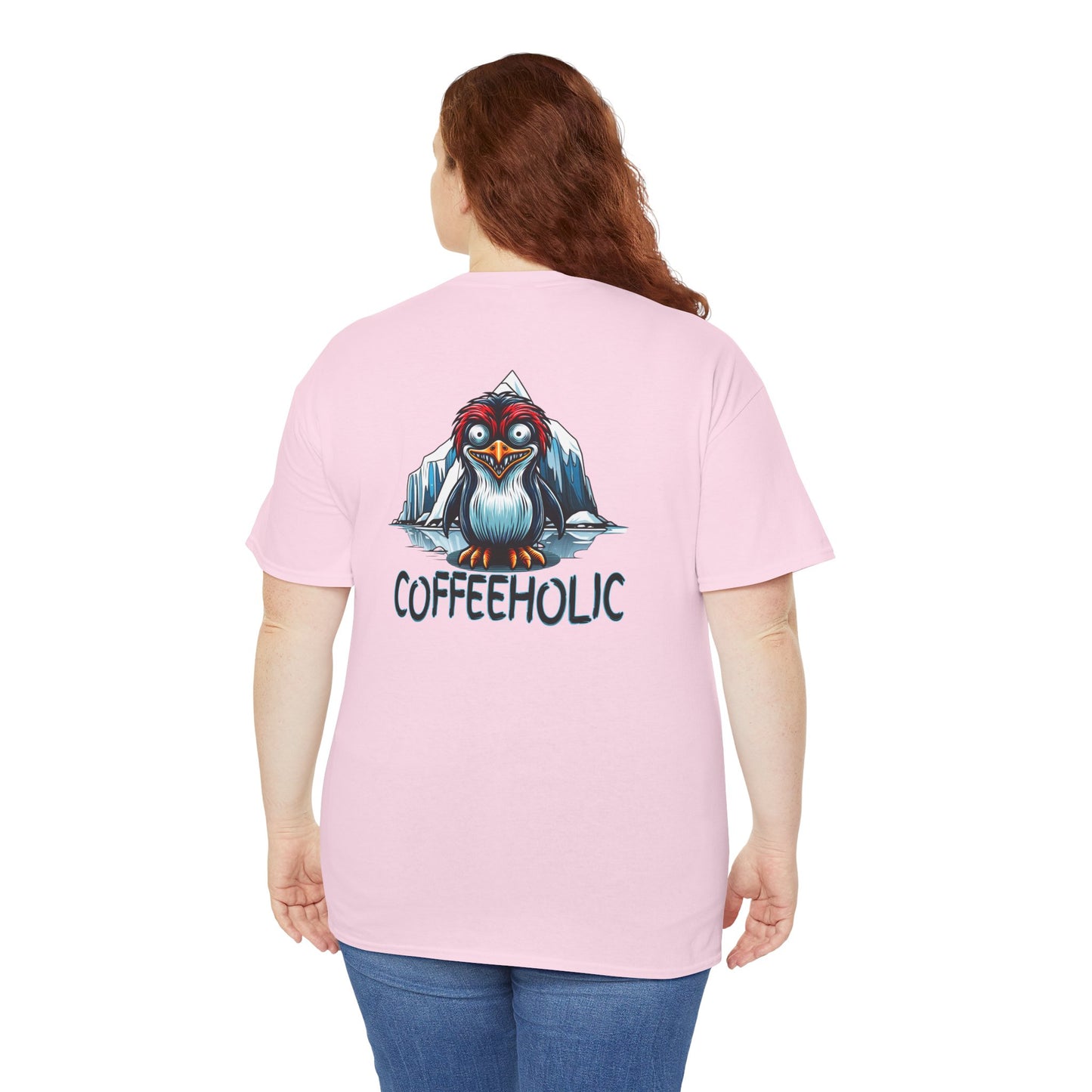 Coffeeholic Unisex Heavy Cotton Tee - Cute Penguin Design