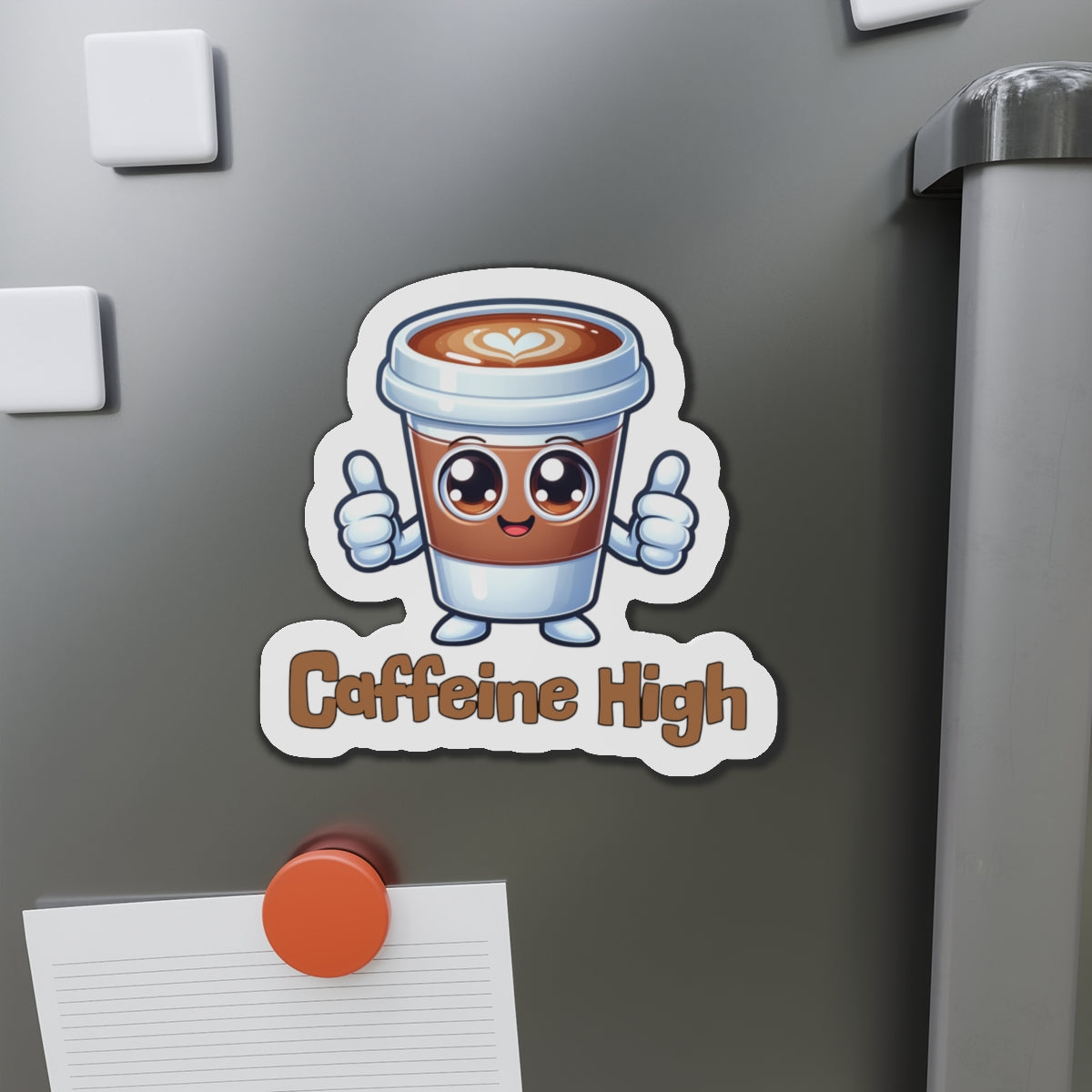 Cute Caffeine High Die-Cut Magnet - Coffee Lover's Decor